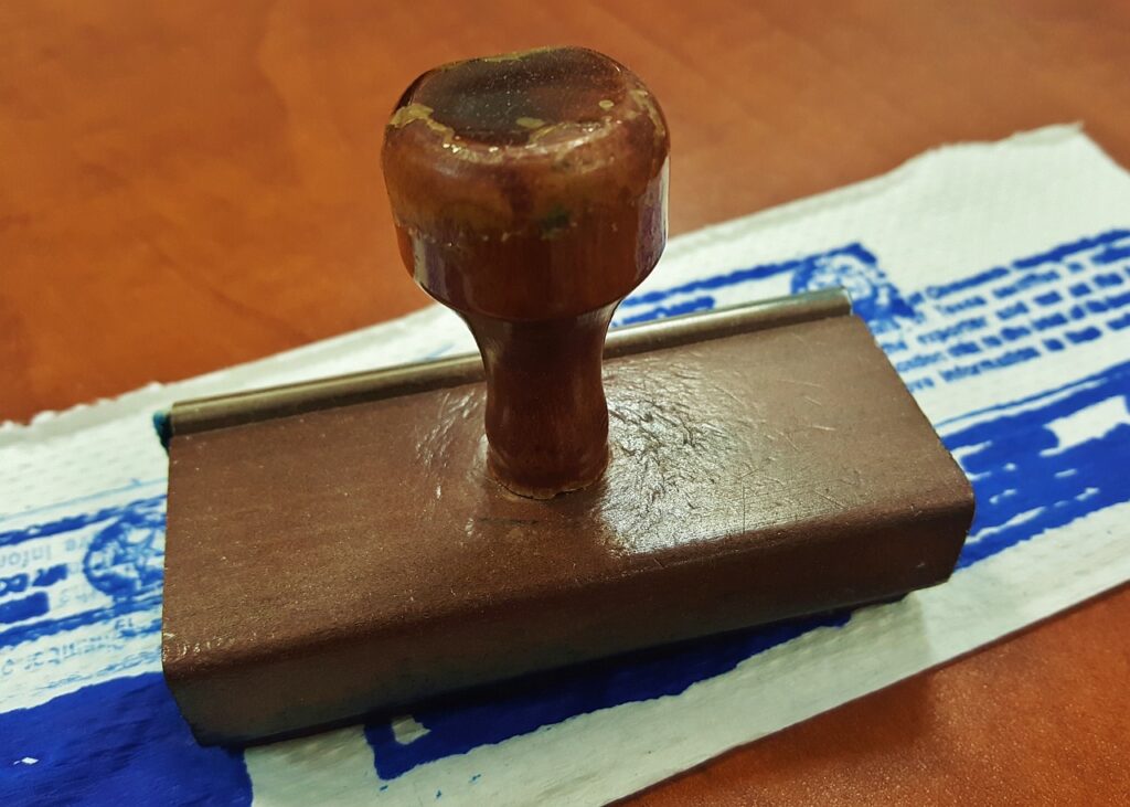 stamp, rubber stamp, stamped